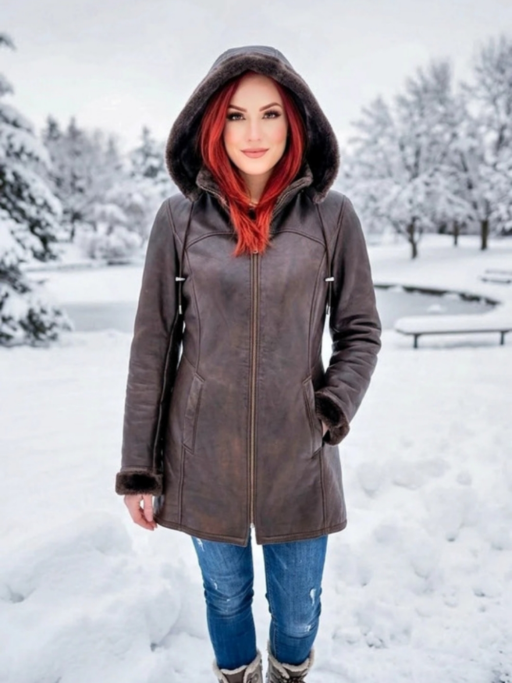 DANIER🤎100%LEATHER Removable Hood Dark Brown LinedJacket🤎Like New🤎Pockets SzS
